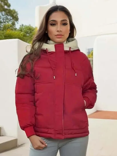Women's Hooded Fleece-Lined Jacket: Warm & Stylish Outerwear