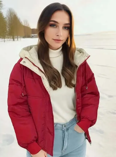 Women's Hooded Fleece-Lined Jacket: Warm & Stylish Outerwear