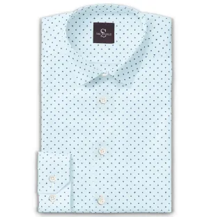 Wrinkle-free Sky Blue with Geometric Print - Long Sleeve